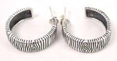 Woodie Hoop Earrings In Sterling Silver
