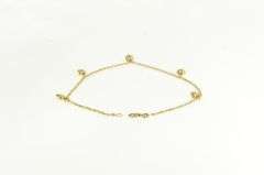 14K Yellow Gold Puffy Heart Charm Forget Me Not Love Chain Bracelet