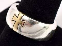 Men's Cross Band Ring In Sterling Silver