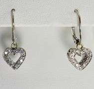 Dangling Heart 18K White Gold Diamond Earrings