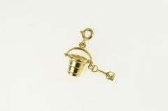 14K Yellow Gold Vintage Pail & Shovel Beach Sand Castle Charm/Pendant