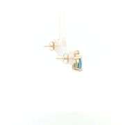 14K Yellow Gold Pear Blue Topaz Diamond Accent Vintage Stud Earrings