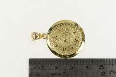 14K Yellow Gold Ancient Mayan Calendar Vintage Medallion Charm/Pendant