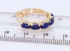 Lovely Yellow Gold Lapis Cab Hoop Earrings