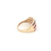 14K Yellow Gold Oval Rubellite Vintage Squared Statement Ring