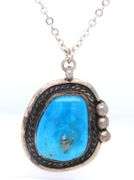 Vintage 925 Sterling Silver Turquoise Pendant on Chain