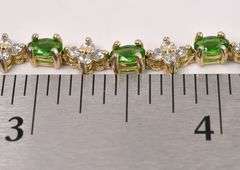 Vermeil Emerald and CZ Bracelet In Sterling Silver