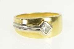 18K Yellow Gold 0.36 Ct Princess Cut Diamond Men's Wedding Ring