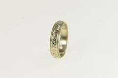14K White Gold 4.8mm 1940's Ornate Blossom Wedding Band Ring