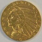 Nice BU 1912 US $5 Indian Gold Piece. Lustrous