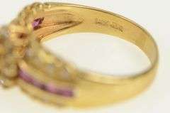 14K Yellow Gold Natural Ruby Diamond Halo Engagement Ring