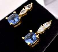 Vermeil Purple Gemstone and CZ Dangle Earrings in Sterling Silver