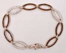 Brown and White CZ Necklace and Bracelet Set in Sterling Silver