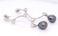 Set of 925 Sterlng SilveGrey Pearl Earrings and Pendant