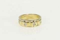 14K Yellow Gold Diamond Watch Chain Pattern Wedding Band Ring