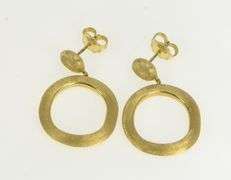 18K Yellow Gold Marco Bicego Jaipur Circle Dangle Designer Earrings