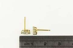 14K Yellow Gold Pear CZ Vintage Classic Solitaire Stud Earrings