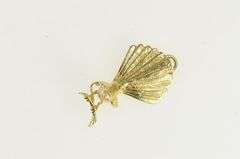14K Yellow Gold 3D Fantail Perched Animal Bird Watcher Charm/Pendant