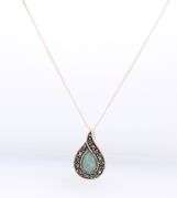 Vintage 925 Sterling Silver Jade and Marcasite Pendant on Chain