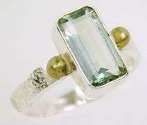 Sterling Green Amethyst Ring, Size 7