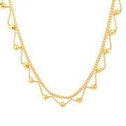 14K Yellow Gold Scalloped Ball Beaded Vintage Ornate Chain Necklace