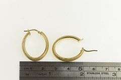 14K Yellow Gold 26mm Oval Textured Vintage Statement Hoop Earrings