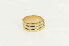 14K Yellow Gold Tri Tone Diamond Layered Statement Band Ring