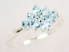 Prettiest Sterling Ring of Blue Topaz Stones, 6.75