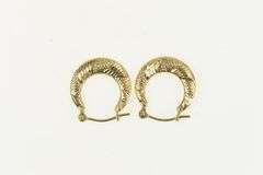 14K Yellow Gold 14.6mm Textured Puffy Twist Fashion Hoop Earrings