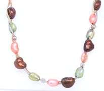 925 Sterling Silver Multi Color Pearl Necklace