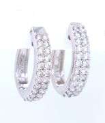 Attractive White Gold 1.20ctw Two Row Diamond Huggie Earrings