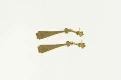 14K Yellow Gold Art Deco Elaborate Dangle Bar Decorative Drop Earrings