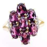 10K Vivid Grape Garnets & Diamonds Ring, 6.5
