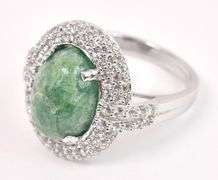 Beautiful 6.50CTS Emerald & 1.50CTW White Topaz Ring in Sterling Silver