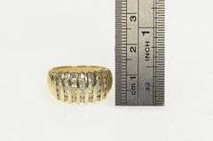 14K Yellow Gold 1.00 Ctw Diamond Striped Domed Band Ring
