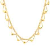 14K Yellow Gold Scalloped Ball Beaded Vintage Ornate Chain Necklace