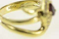 14K Yellow Gold Pear Ruby Pave Diamond Snake Serpent Ring