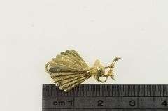 14K Yellow Gold 3D Fantail Perched Animal Bird Watcher Charm/Pendant