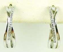 Sterling Pave Diamond Hoop Earrings