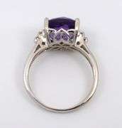 Modern 14k WG Amethyst & Diamond Ring