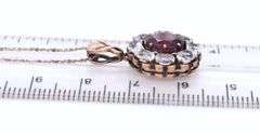 Vintage 95 Sterling Silver White and Red Cubic Zirconia Pendant on Italian Chain Necklace