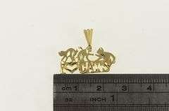 14K Yellow Gold I Love Cats Pet Lover Word Cut Out Charm/Pendant