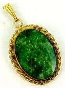 Vintage Gold Filled Green Jade Pin/Pendant Combination