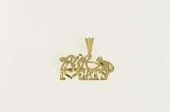 14K Yellow Gold I Love Cats Pet Lover Word Cut Out Charm/Pendant
