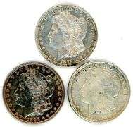 3 Different Morgan Silver Dollars: 1879, 1896, & 1921