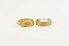 14K Yellow Gold 17mm Squared Snow Flake Hoop Earrings