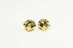 14K Yellow Gold Grooved Retro Geometric Statement Stud Earrings