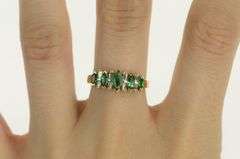 14K Yellow Gold Marquise Emerald Baguette Diamond Band Ring