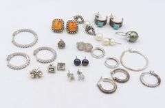 Group Lot of Vintage 925 Sterling Silver Earrings