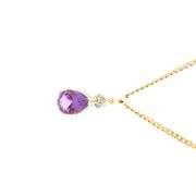 14K Yellow Gold Pear Amethyst Diamond Accent Statement Pendant
